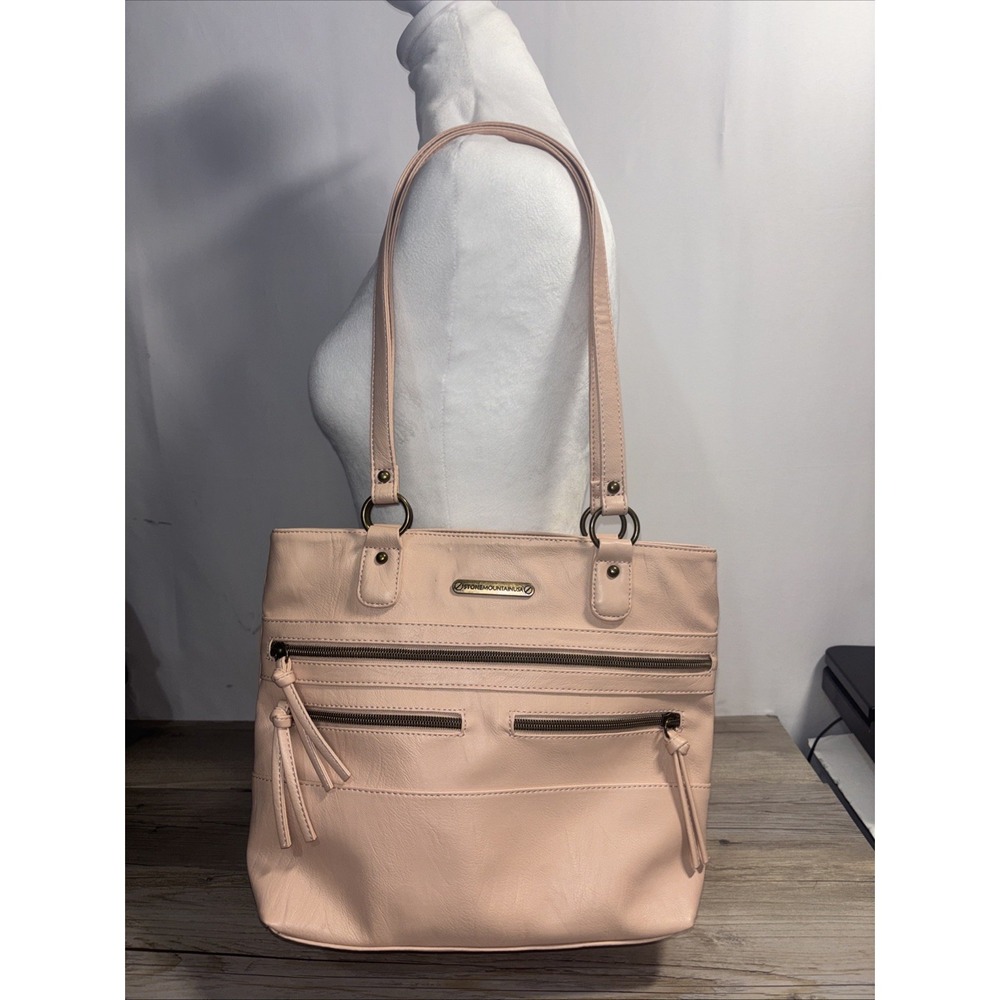 STONE MOUNTAIN USA Vegan Pink Dusty Rose Leather shoulder Bag Purse